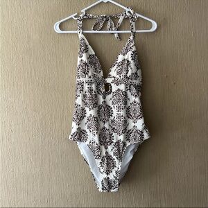 Patrick Robinson TARGET One Piece Swimsuit Halter Cut Out Padded Brown NWT Sz XL